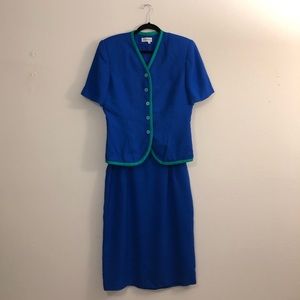 Vintage Kennituck Size 14 Two Piece Blazer & Skirt Coord Set Zipper Pockets Slit